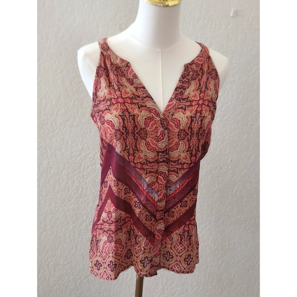 Sanctuary Top Womens Small Red/Rust Sleeveless Sheer Lightweight Boho Summer